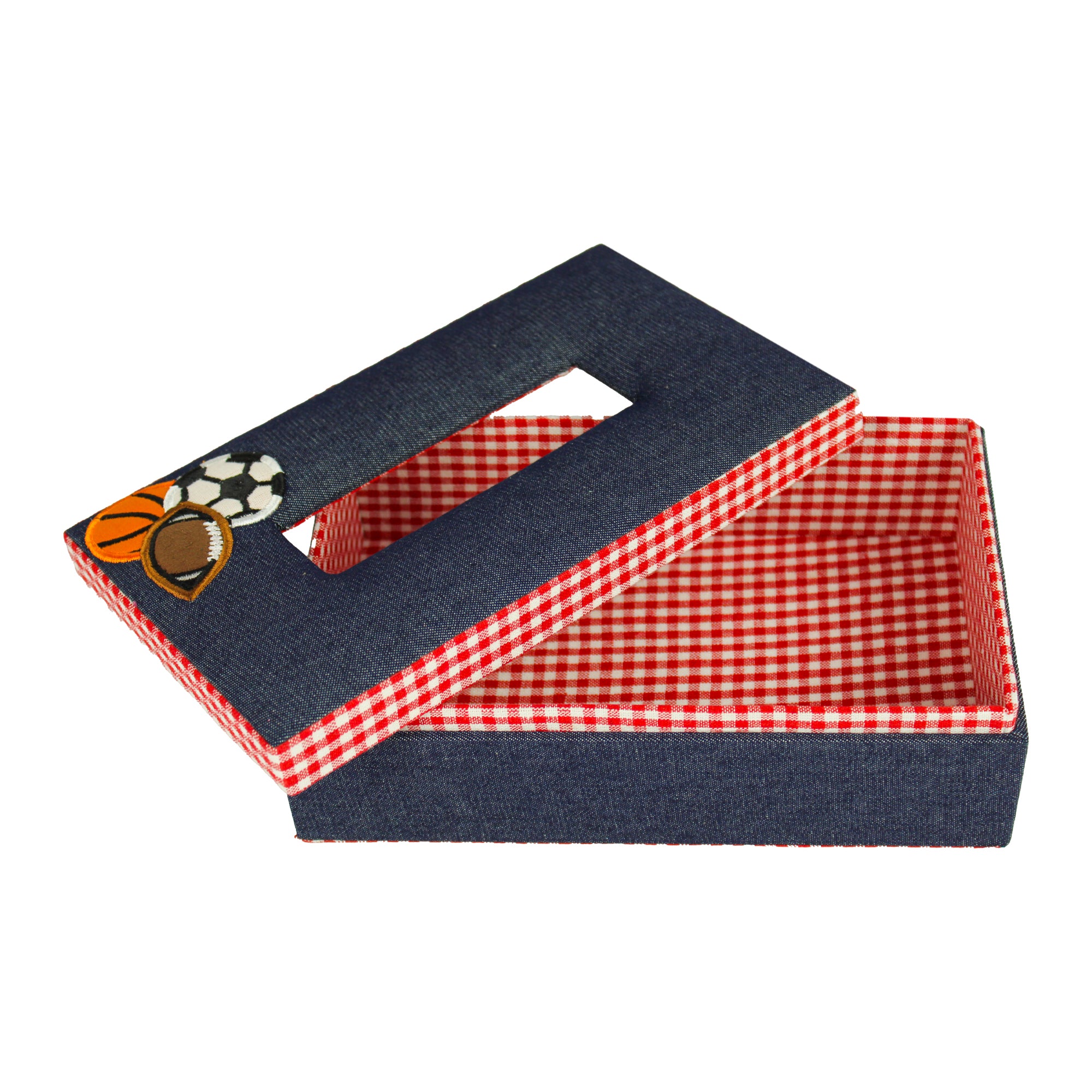 Decorative Tissue Box with Quilted Football Design